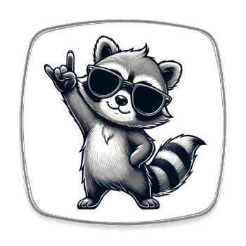 Raccoon with Rock Pose Raccoon Rock Music Musician - Square fridge magnet - white - Front