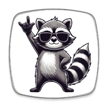 Raccoon with Rock Pose Raccoon Rock Music Musician - Square fridge magnet - white - Front