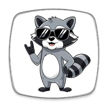 Raccoon with Rock Pose Raccoon Rock Music Musician - Square fridge magnet - white - Front