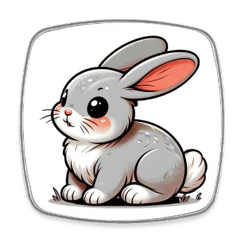 Rabbit - Square fridge magnet - white - Front