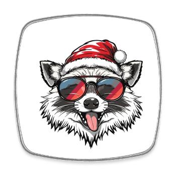 Raccoon Christmas Funny - Square fridge magnet - white - Front