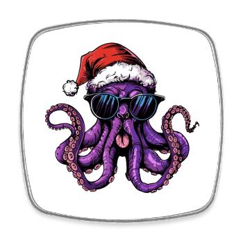 Octopus Christmas Funny - Square fridge magnet - white - Front
