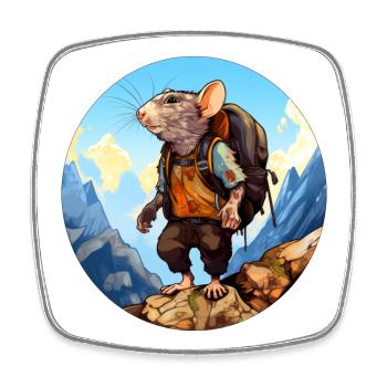 Rat Mountaineer / Rando Rats - Magnet carré - blanc - Devant