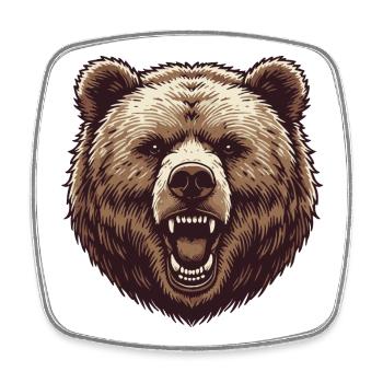 Grizzly - Magnet carré - blanc - Devant