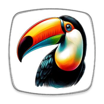 Toucan - Magnet carré - blanc - Devant