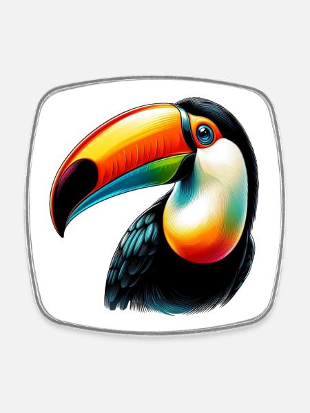 Toucan - Square fridge magnet - white