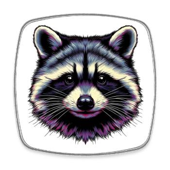 Raccoon - Square fridge magnet - white - Front