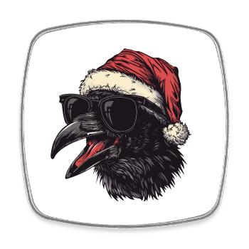 Rabe Krähe Weihnachten Lustig - Viereckiger Kühlschrankmagnet - Weiß - Vorne