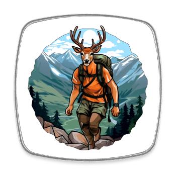 Randonnée avec le cerf / Alpinisme Cerf - Magnet carré - blanc - Devant