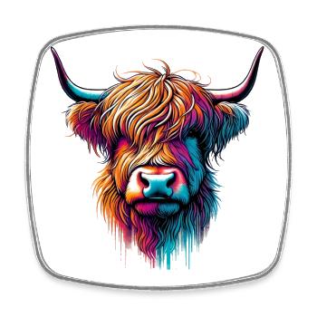 Scottish Highland Cow - Square fridge magnet - white - Front