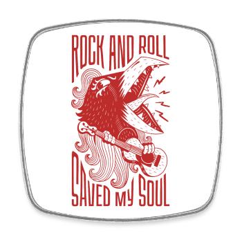 Rock and Roll Saved My Soul – Retro Tattoo Style - Square fridge magnet - white - Front