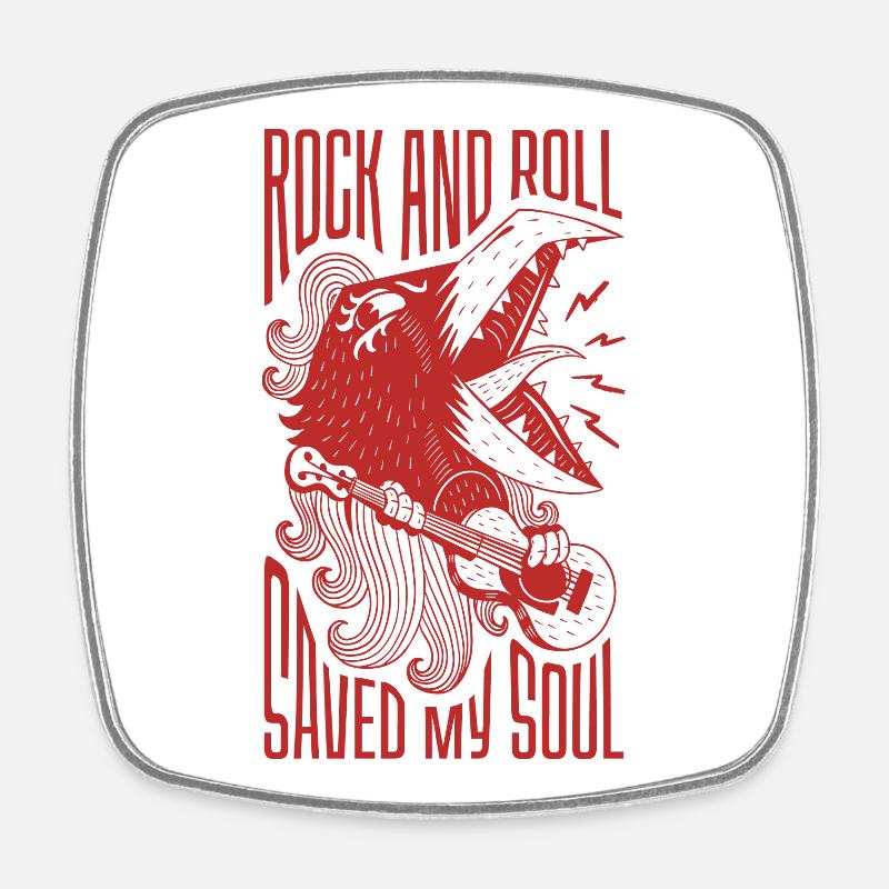 Rock and Roll Saved My Soul – Retro Tattoo Style - Square fridge magnet - white