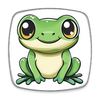 süßer Frosch - Grün - Fröhliches Design. - Viereckiger Kühlschrankmagnet - Weiß - Vorne