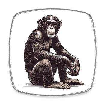 Chimpanzee - Square fridge magnet - white - Front