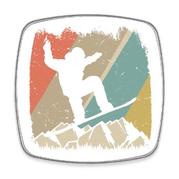 Snowboarder rétro alpin - Magnet carré - blanc - Devant
