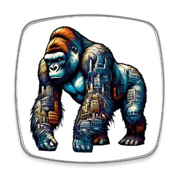 Gorilla - Square fridge magnet - white - Front