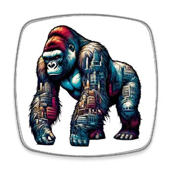 Gorilla - Viereckiger Kühlschrankmagnet - Weiß - Vorne