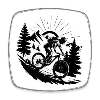 MTB Mountainbike - Viereckiger Kühlschrankmagnet - Weiß - Vorne