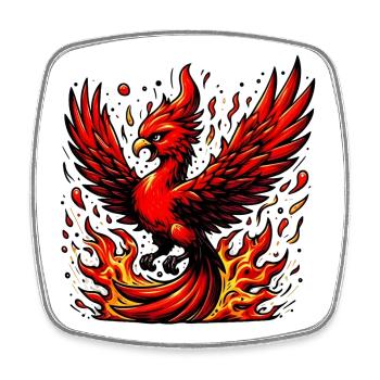 Red Phoenix - Square fridge magnet - white - Front