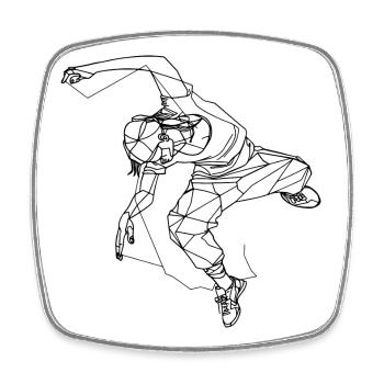 Breakdancer Skizze - Viereckiger Kühlschrankmagnet - Weiß - Vorne