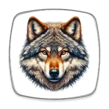 Loup - Magnet carré - blanc - Devant