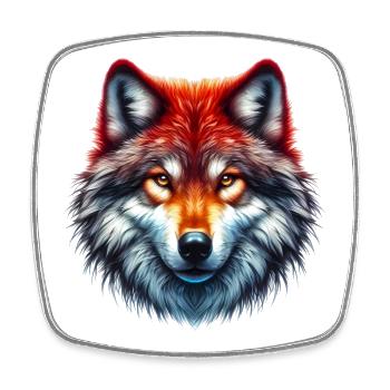 Wolf - Viereckiger Kühlschrankmagnet - Weiß - Vorne