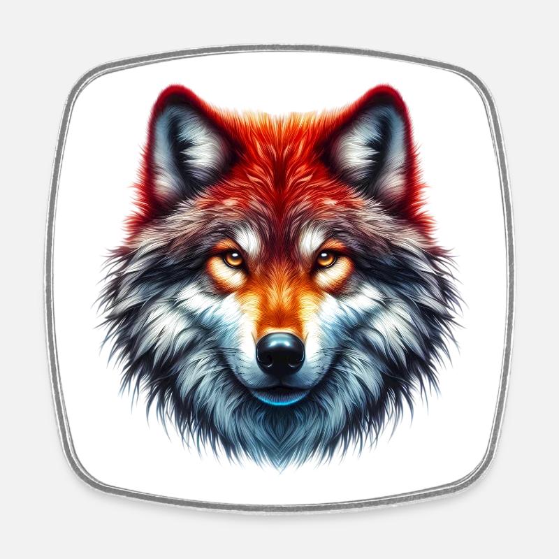 Wolf - Viereckiger Kühlschrankmagnet - Weiß