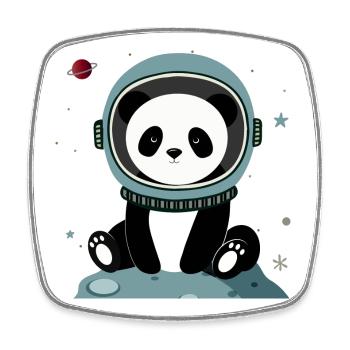 Astronauten-Panda – Fantasievolles Weltraummotiv - Viereckiger Kühlschrankmagnet - Weiß - Vorne