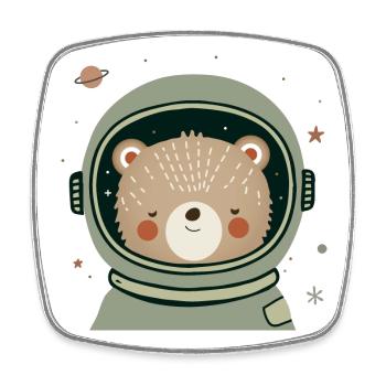 Bär als Astronaut – Verspielte Tier Illustration - Viereckiger Kühlschrankmagnet - Weiß - Vorne