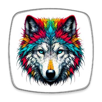 Wolf - Viereckiger Kühlschrankmagnet - Weiß - Vorne