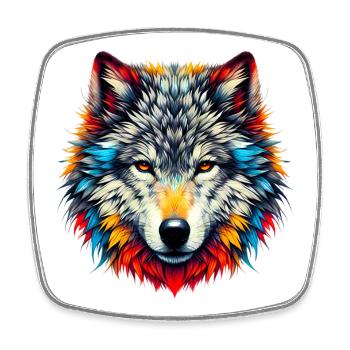 Loup - Magnet carré - blanc - Devant