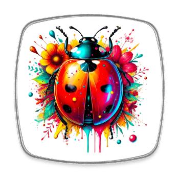 Coccinelle - Magnet carré - blanc - Devant