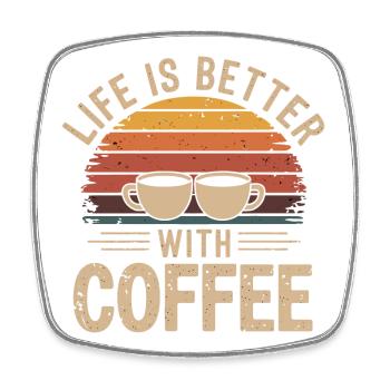 La vie est meilleure avec le café rétro - Magnet carré - blanc - Devant