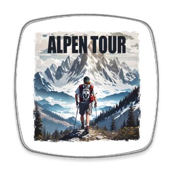 Alpen Tour - Viereckiger Kühlschrankmagnet - Weiß - Vorne