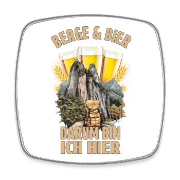 Berge & Bier, darum bin ich hier - Viereckiger Kühlschrankmagnet - Weiß - Vorne