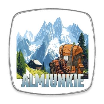 Almjunkie - Viereckiger Kühlschrankmagnet - Weiß - Vorne