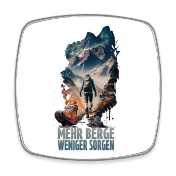 Mehr Berge - Weniger Sorgen - Viereckiger Kühlschrankmagnet - Weiß - Vorne