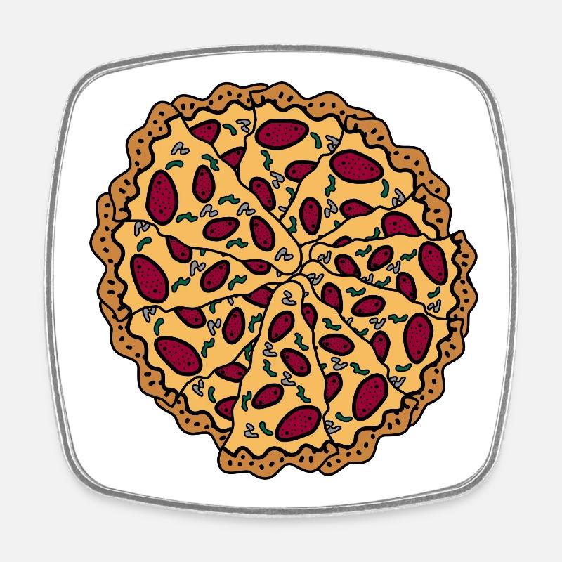 Pizza graphic - Square fridge magnet - white