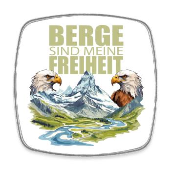 Berge sind meine Freiheit - Viereckiger Kühlschrankmagnet - Weiß - Vorne
