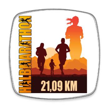 21.09 KM - Halbmarathon - Viereckiger Kühlschrankmagnet - Weiß - Vorne