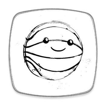 Basketball Ball Comic Look - Viereckiger Kühlschrankmagnet - Weiß - Vorne