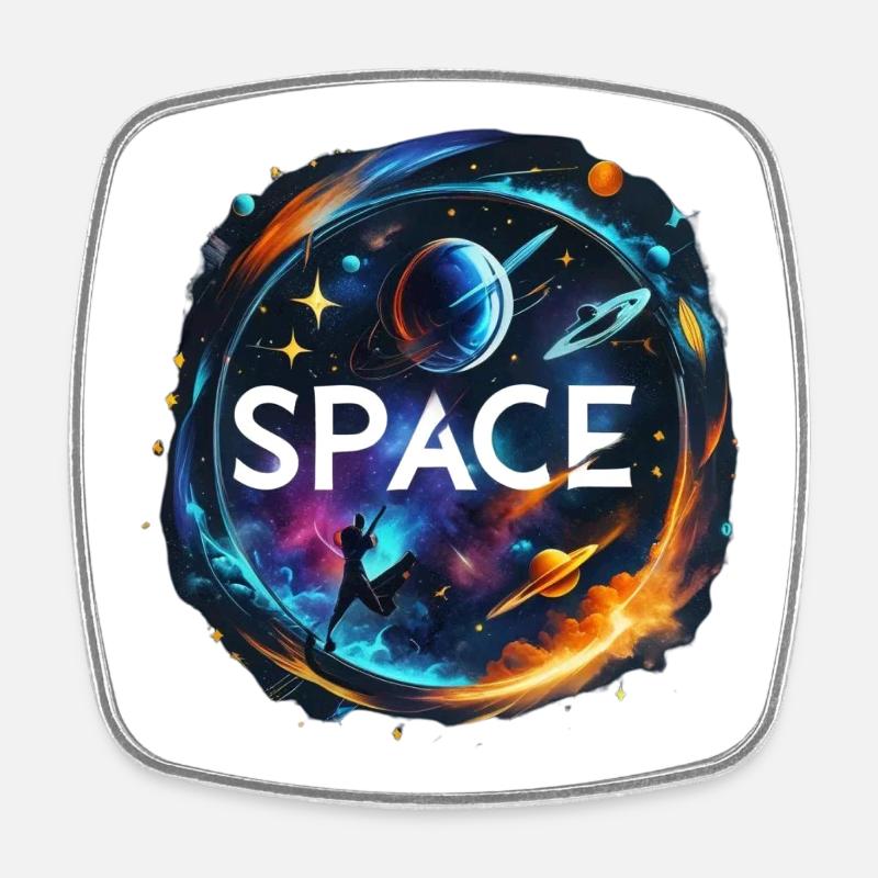 Space - Magnet carré - blanc