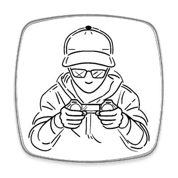 Amateurs de jeux - Magnet carré - blanc - Devant