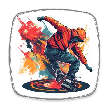 Breakdancer Graffiti - Magnet carré - blanc - Devant