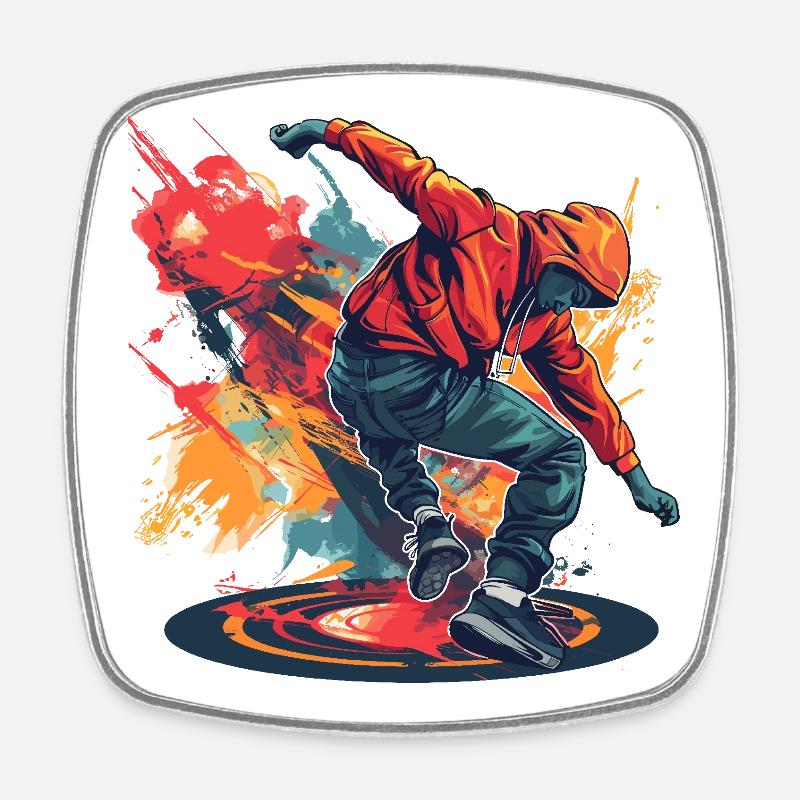 Breakdancer Graffiti - Viereckiger Kühlschrankmagnet - Weiß
