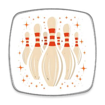 Cartoon Bowling Pins - Viereckiger Kühlschrankmagnet - Weiß - Vorne