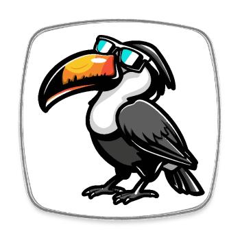Toucan Bird Cool Comic - Square fridge magnet - white - Front