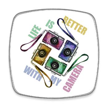 Life is better with my camera - Viereckiger Kühlschrankmagnet - Weiß - Vorne