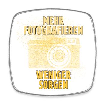 Mehr fotografieren - Weniger Sorgen - Viereckiger Kühlschrankmagnet - Weiß - Vorne
