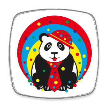 Fasching Panda mit Hut und Krawatte. - Viereckiger Kühlschrankmagnet - Weiß - Vorne